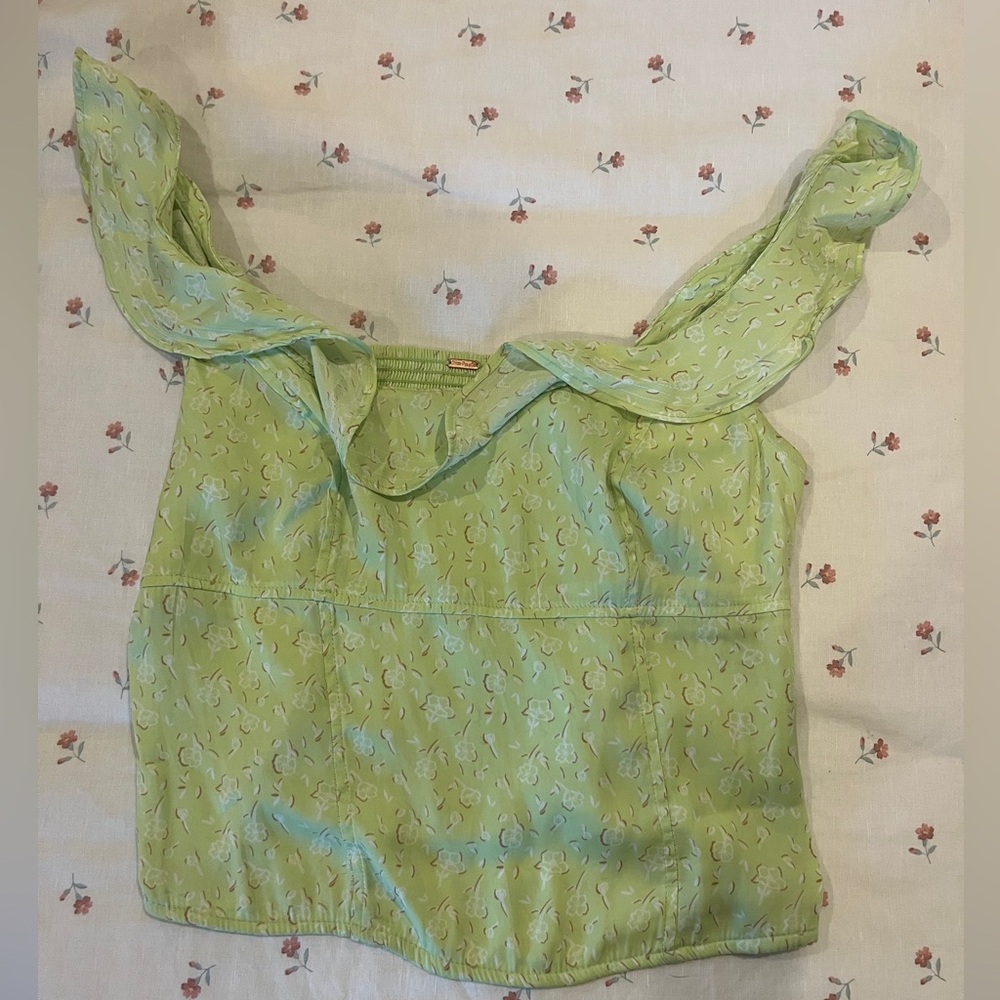 Green Floral Free People crop top